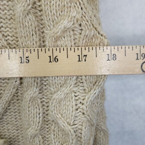 Cupcakes & Cashmere Turtleneck Women's Large Cable Knit Sweater Oatmeal Beige - Picture 10 of 10